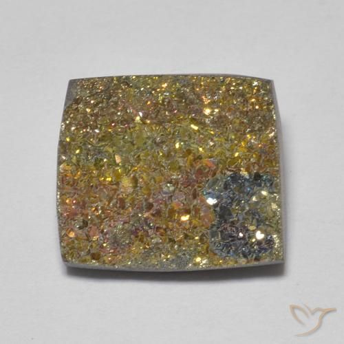 5.14ct Natural Multicolorido Pirita arco-íris, Quadrado, Opaco