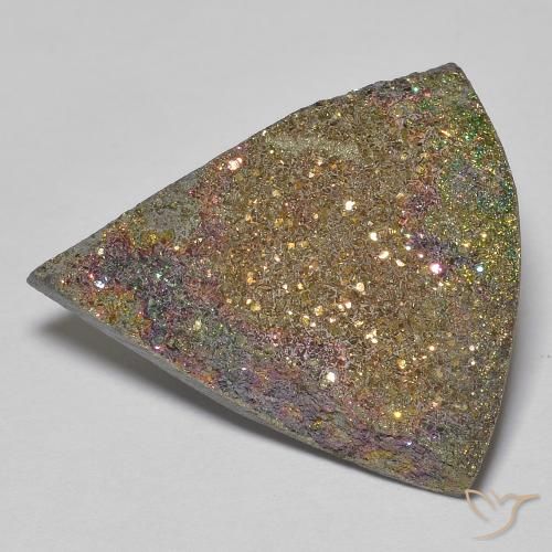 12.38ct Natural Multicolorido Pirita arco-íris, Trilhão, Opaco