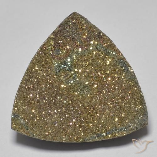 16.94ct Natural Multicolorido Pirita arco-íris, Trilhão, Opaco