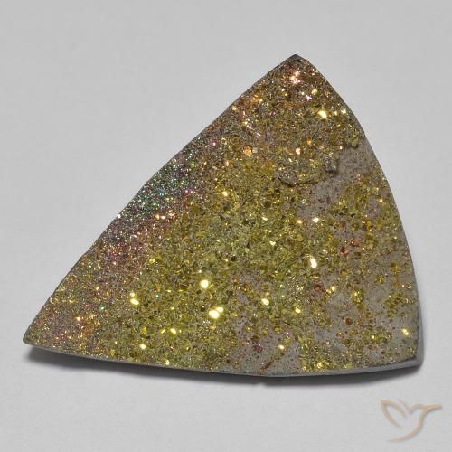 13.27ct Natural Multicolorido Pirita arco-íris, Trilhão, Opaco