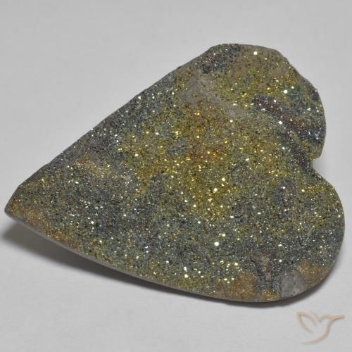 37.39ct Natural Multicolorido Pirita arco-íris, Coração, Opaco