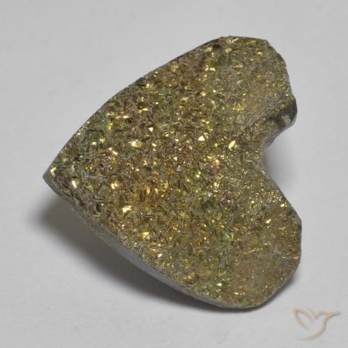 12.01ct Natural Multicolorido Pirita arco-íris, Coração, Opaco