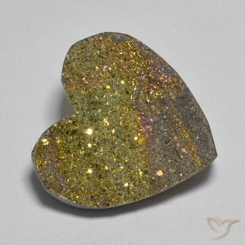 9.02ct Natural Multicolorido Pirita arco-íris, Coração, Opaco