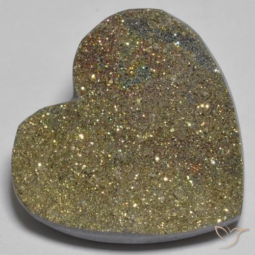 29.66ct Natural Multicolorido Pirita arco-íris, Coração, Opaco