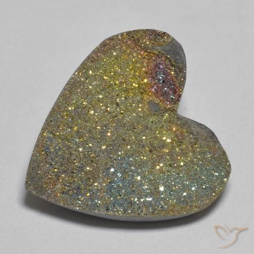 10.02ct Natural Multicolorido Pirita arco-íris, Coração, Opaco