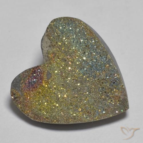 Pirita arco-íris Multicolorido Natural 10.02ct, Coração, Opaco