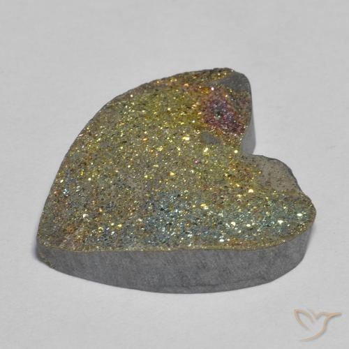 Pirita arco-íris Multicolorido Natural 10.02ct, Coração, Opaco