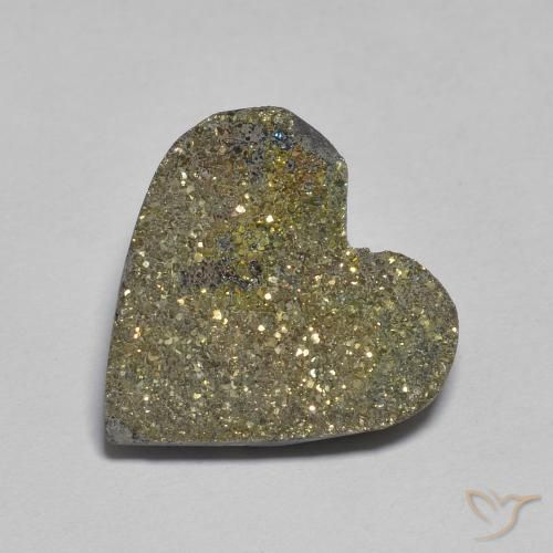 6.09ct Natural Multicolorido Pirita arco-íris, Coração, Opaco