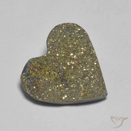 Pirita arco-íris Multicolorido Natural 6.09ct, Coração, Opaco