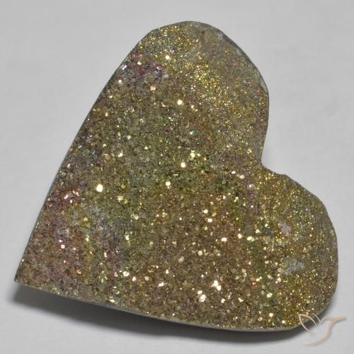 26.42ct Natural Multicolorido Pirita arco-íris, Coração, Opaco