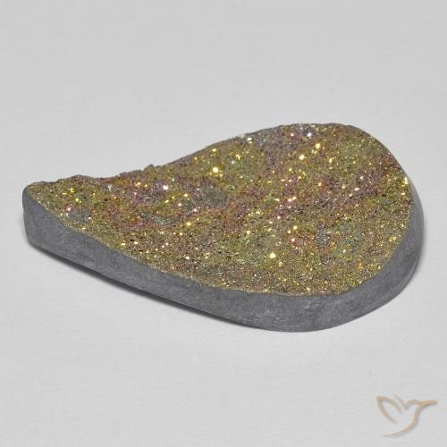 Pirita arco-íris Multicolorido Natural 11.21ct, Formato de pêra, Opaco