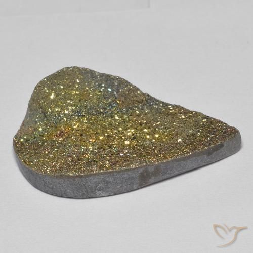 Pirita arco-íris Multicolorido Natural 13.19ct, Formato de pêra, Opaco