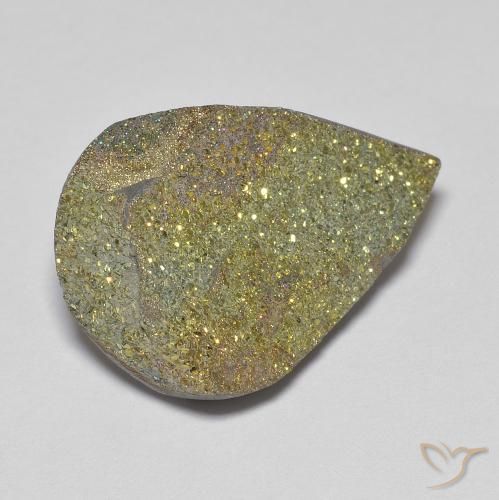 Pirita arco-íris Multicolorido Natural 10.42ct, Formato de pêra, Opaco