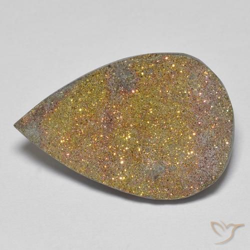 13.57ct Natural Multicolorido Pirita arco-íris, Formato de pêra, Opaco