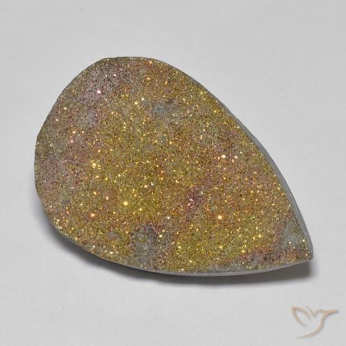 Pirita arco-íris Multicolorido Natural 13.57ct, Formato de pêra, Opaco