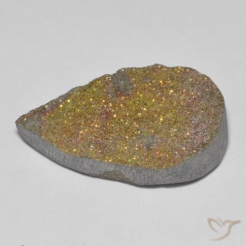 Pirita arco-íris Multicolorido Natural 13.57ct, Formato de pêra, Opaco