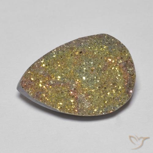 Pirita arco-íris Multicolorido Natural 8.05ct, Formato de pêra, Opaco