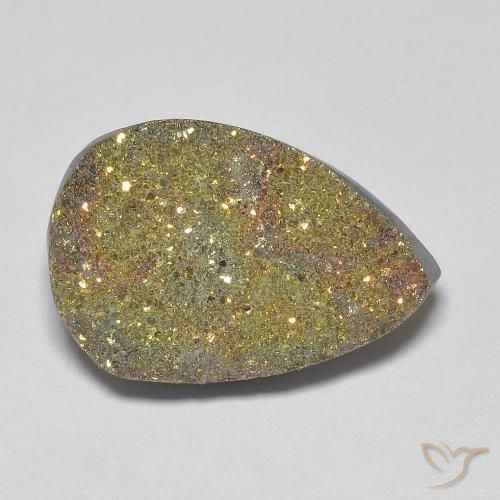 Pirita arco-íris Multicolorido Natural 8.05ct, Formato de pêra, Opaco