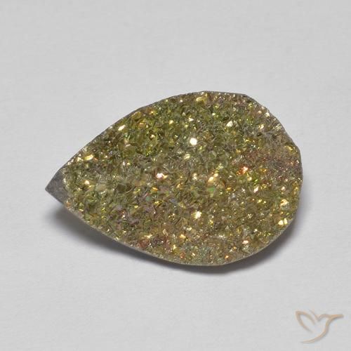 4.77ct Natural Multicolorido Pirita arco-íris, Formato de pêra, Opaco
