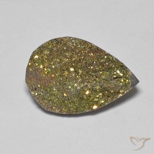 Pirita arco-íris Multicolorido Natural 4.77ct, Formato de pêra, Opaco