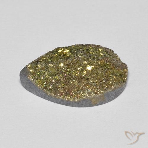 Pirita arco-íris Multicolorido Natural 4.77ct, Formato de pêra, Opaco