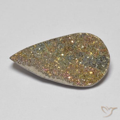 8.68ct Natural Multicolorido Pirita arco-íris, Formato de pêra, Opaco