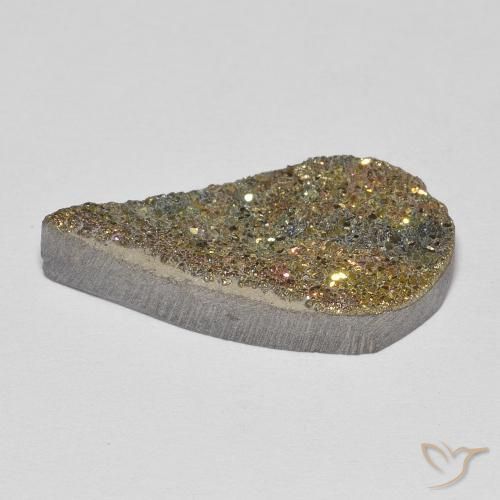 Pirita arco-íris Multicolorido Natural 8.68ct, Formato de pêra, Opaco