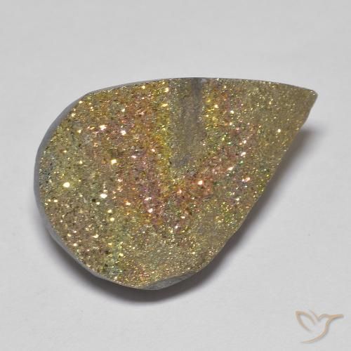 Pirita arco-íris Multicolorido Natural 14.54ct, Formato de pêra, Opaco