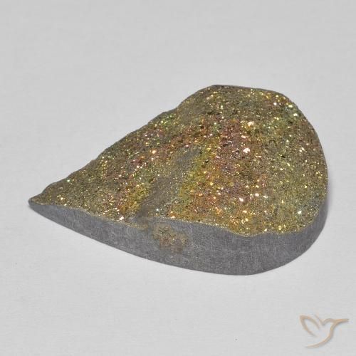 Pirita arco-íris Multicolorido Natural 14.54ct, Formato de pêra, Opaco