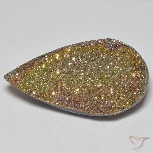 12.27ct Natural Multicolorido Pirita arco-íris, Formato de pêra, Opaco