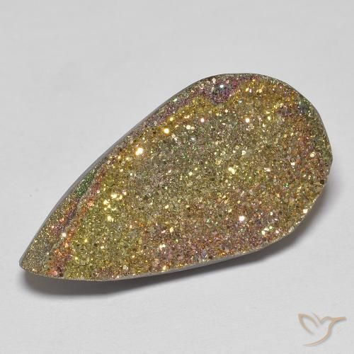 Pirita arco-íris Multicolorido Natural 12.27ct, Formato de pêra, Opaco