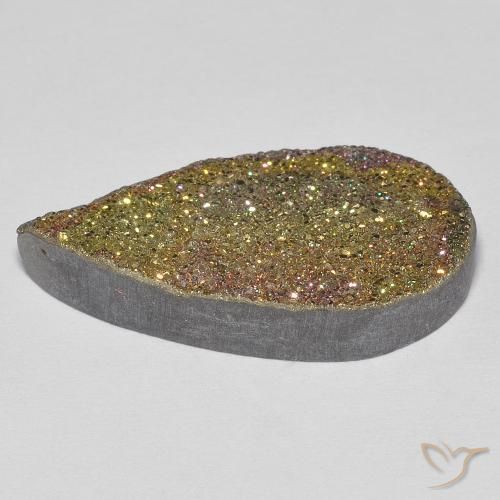 Pirita arco-íris Multicolorido Natural 12.27ct, Formato de pêra, Opaco