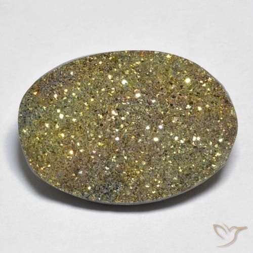 18.36ct Natural Multicolorido Pirita arco-íris, oval, Opaco