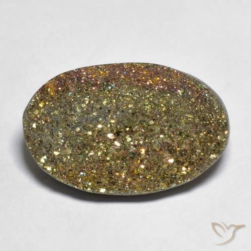 14.61ct Natural Multicolorido Pirita arco-íris, oval, Opaco