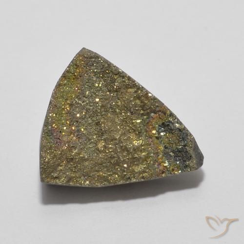 4.89ct Natural Multicolorido Pirita arco-íris, Trilhão, Opaco