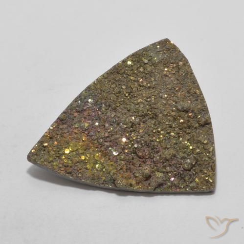 7.81ct Natural Multicolorido Pirita arco-íris, Trilhão, Opaco