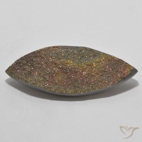 15.09ct Natural Multicolorido Pirita arco-íris, Marquesa, Opaco
