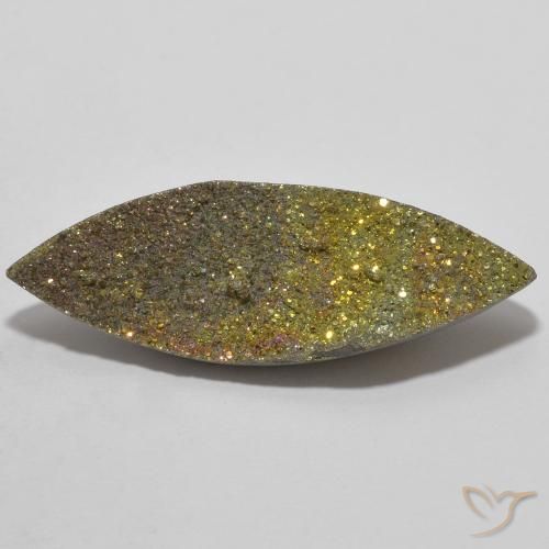 6.89ct Natural Multicolorido Pirita arco-íris, Marquesa, Opaco