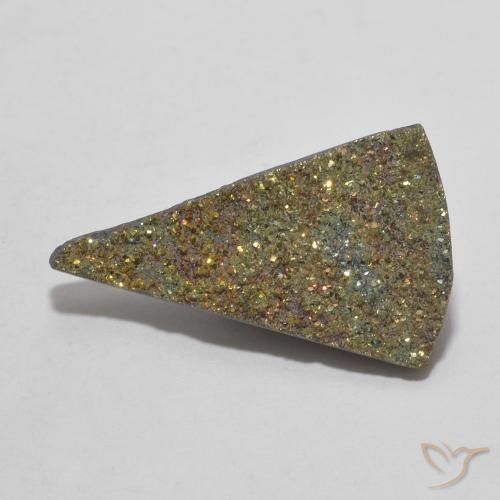 4.43ct Natural Multicolorido Pirita arco-íris, Trilhão, Opaco