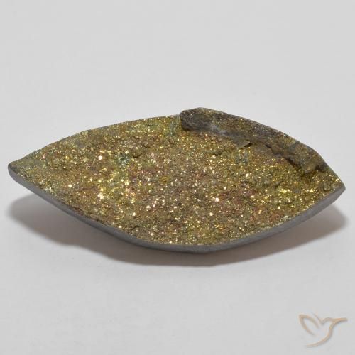 13.66ct Natural Multicolorido Pirita arco-íris, Marquesa, Opaco