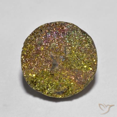 Pirita arco-íris multicolorido natural 5,14ct, corte redondo, opaco