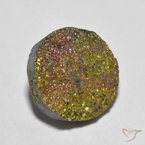 Pirita arco-íris multicolorido natural 5,14ct, corte redondo, opaco