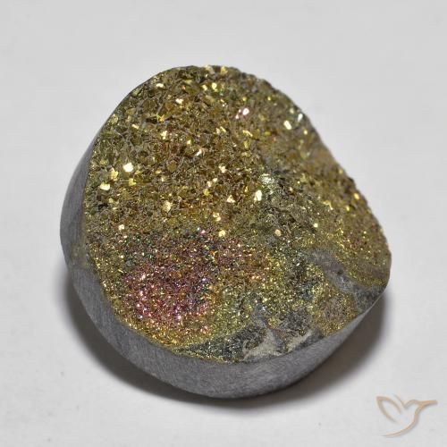 13.50ct Natural Multicolorido Pirita arco-íris, Redondo, Opaco