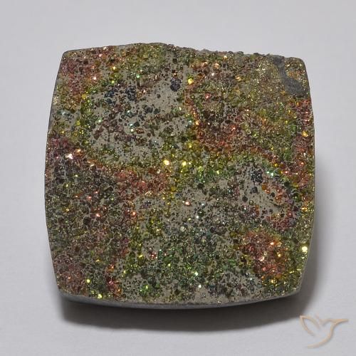 9.32ct Natural Multicolorido Pirita arco-íris, Quadrado, Opaco