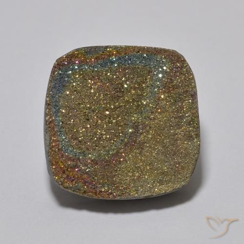 10.04ct Natural Multicolorido Pirita arco-íris, Almofada, Opaco