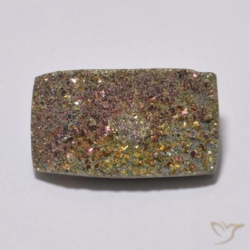 7.91ct Natural Multicolorido Pirita arco-íris, baguete, Opaco