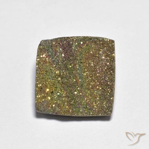 8.26ct Natural Multicolorido Pirita arco-íris, Quadrado, Opaco