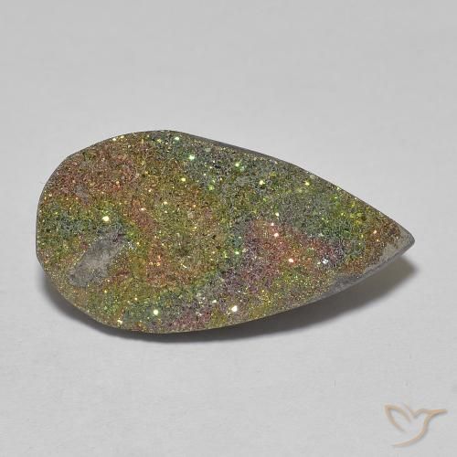 Pirita arco-íris Multicolorido Natural 8.03ct, Formato de pêra, Opaco
