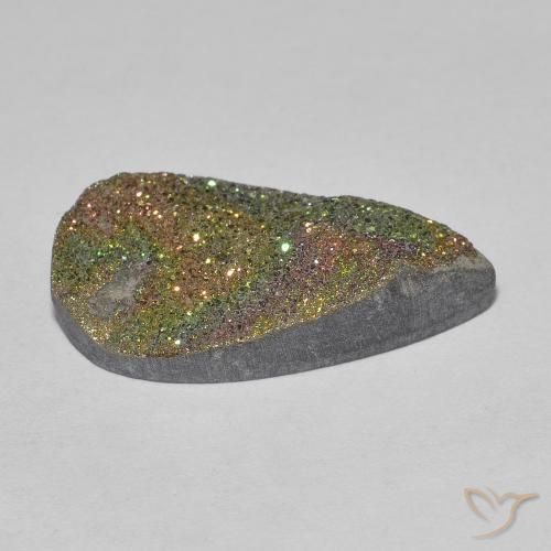 Pirita arco-íris Multicolorido Natural 8.03ct, Formato de pêra, Opaco