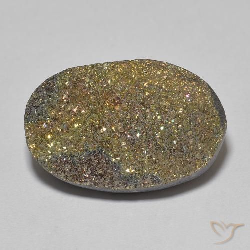 11.05ct Natural Multicolorido Pirita arco-íris, oval, Opaco